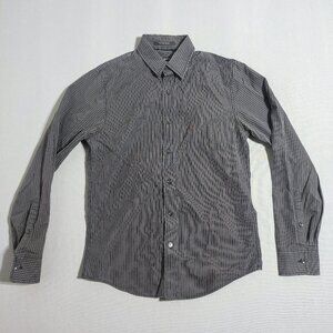 Club Monaco button down shirt men's sz XS grey 2 tone stripes long sleeve preppy